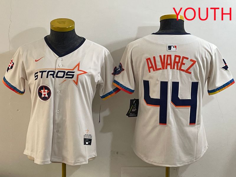Youth Houston Astros #44 Alvarez Cream Fourth generation Joint Name Nike 2025 MLB Jersey style 7